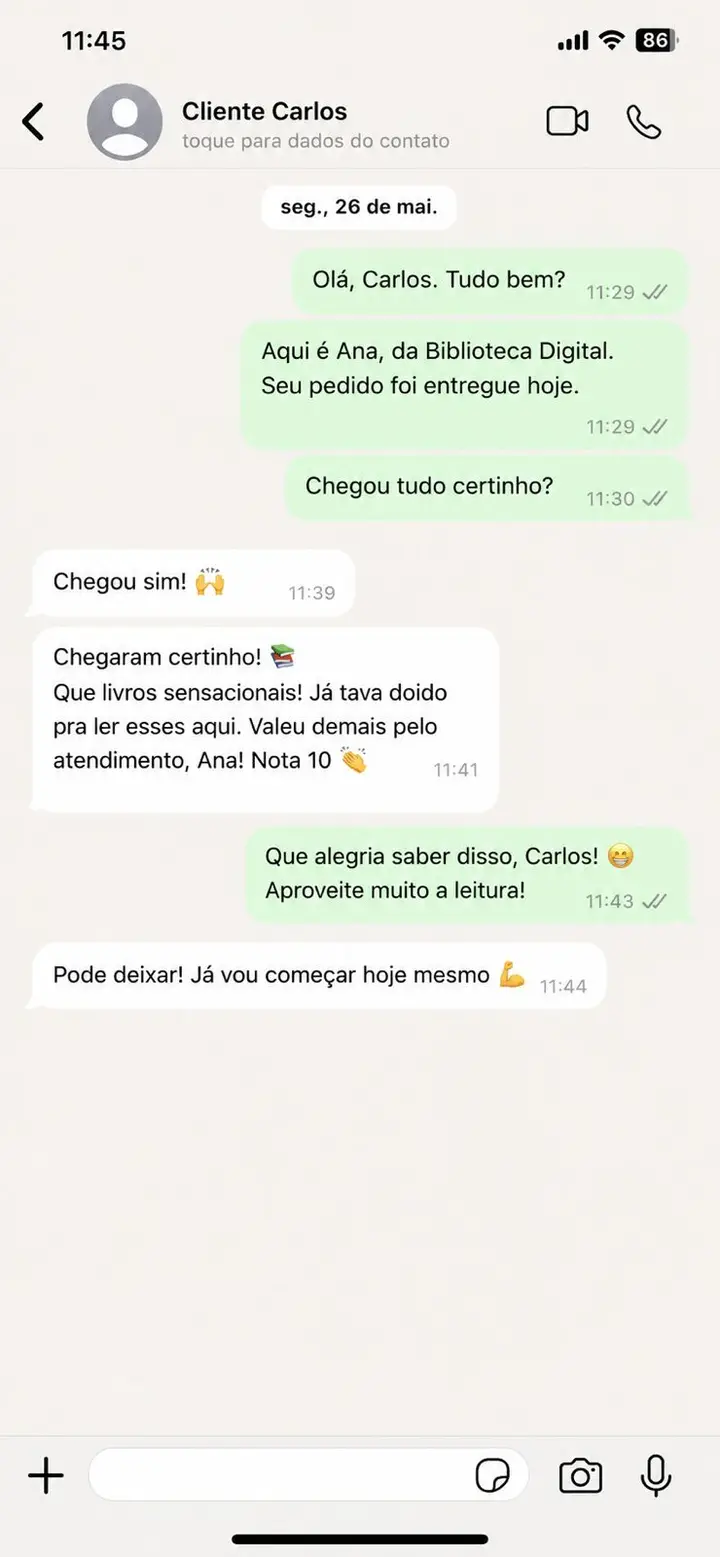 Feedback de cliente via WhatsApp